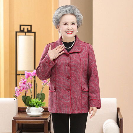 洋湖轩榭奶奶秋装外套老年人春秋衣服老年女装妈妈装洋气上衣60岁70老太太图片大全邮乐官方网站