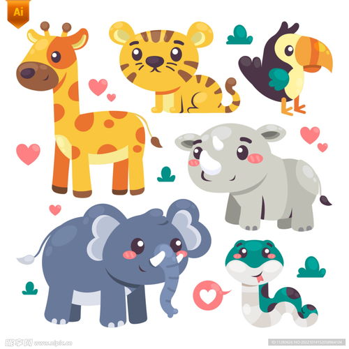 扁平卡通动物插画设计图卡通设计
