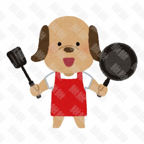 饭店大厨穿着厨师服拿着锅和铲子的男小狗狗猫咪小猫手绘卡通插画手绘png儿童插画免扣素材1阿猫阿狗