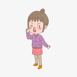 卡通手绘人物打电话少女图片素材其他格式下载动漫人物大全