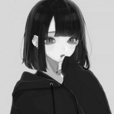 黑白卡通女生头像短发酷女孩是很多人的爱