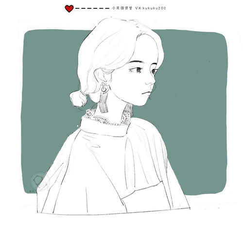 少女侧颜线稿森系治愈手绘卡通插画手绘教程温柔头像