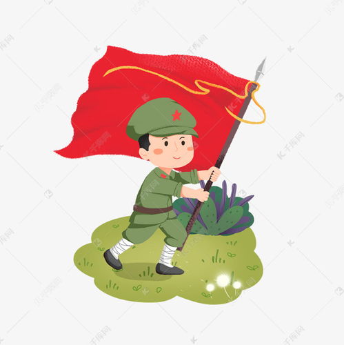 手举红旗卡通军人素材图片免费下载千库网