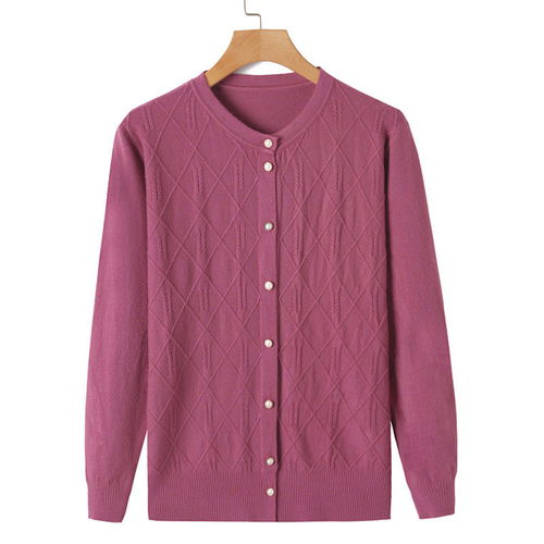 中年4050岁妈妈开衫针织小外套春秋老年奶奶毛衣上衣老人衣服70