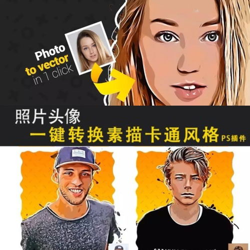 一键照片头像转卡通风格ps插件vectorsketchavatarcartoonplugin
