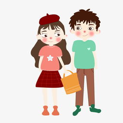 日本情侣头像卡通人物插画
