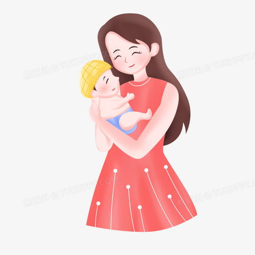 母亲节之手绘母亲抱着小婴儿png图片素材下载手绘png熊猫办公