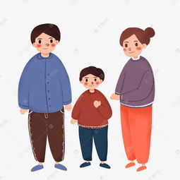 一家三口卡通人物素材图片免费下载千库网
