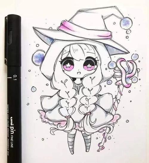 卡哇伊黑白动漫人物线稿素材手绘插画