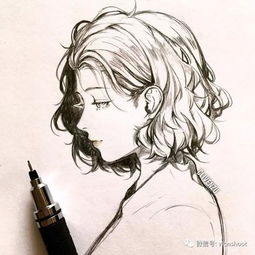 绘画一组动漫美少女铅笔画