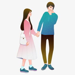 韩系牵手情侣手绘插画图片素材其他格式下载动漫人物大全