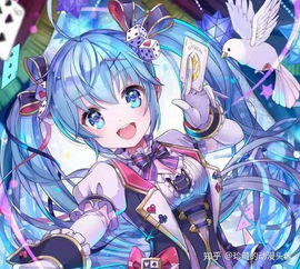 花季少女二次元精美插画,蓝色长发少女,动感迷人