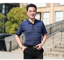 z夏季中老年短袖t恤爸爸装男士翻领上衣4050岁中年人体恤衫夏装男