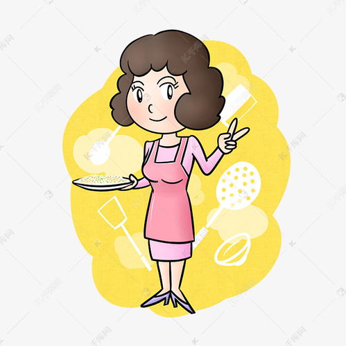 卡通妈妈大厨做饭png透明底素材图片免费下载千库网