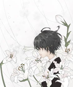 动漫男生的图片现代,要黑发,纤细身材