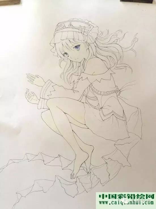 卡通人物彩铅画教程动漫美少女彩色铅笔画绘画图文步骤