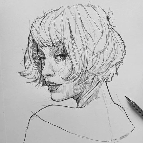 精美素描头像,意大利画家尤苏波夫