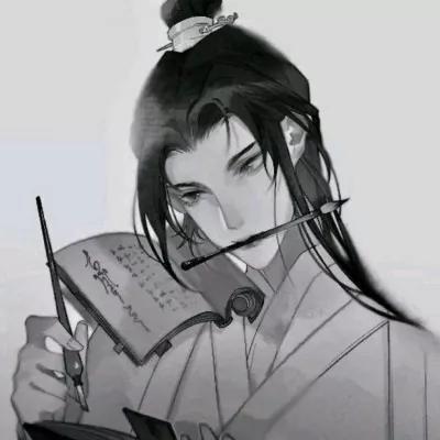 男生头像黑白卡通头像古风
