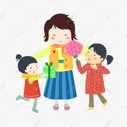 母亲节卡通手绘母女亲子互动素材图片免费下载千库网