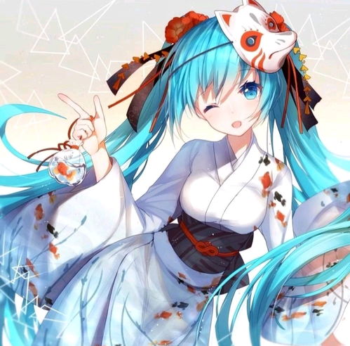 动漫女头一组蓝色系的初音未来头像