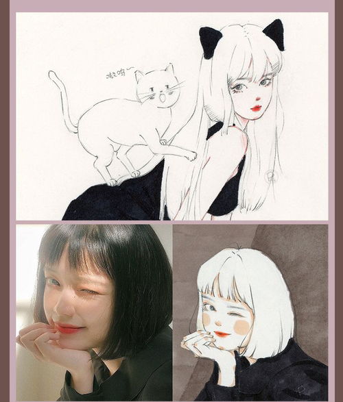 水彩线稿卡通头像绘画教程人物素材森系可爱手绘插画
