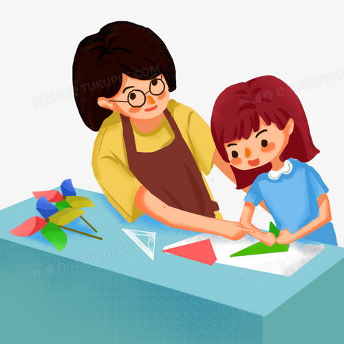 手绘卡通老师带孩子做手工手绘插画png图片素材免费下载老师png22002200像素