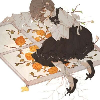 江孑一组唯美卡通少女人物插画