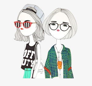 卡通女孩闺蜜png图片素材免费下载psd格式300281像素熊猫办公