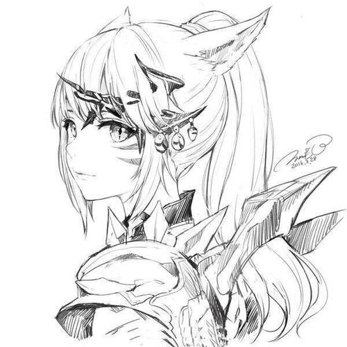 白描线稿超美动漫美女赞赞赞