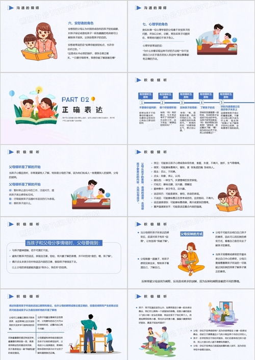 卡通幼儿园小学亲子沟通技巧教育培训ppt模板下载熊猫办公