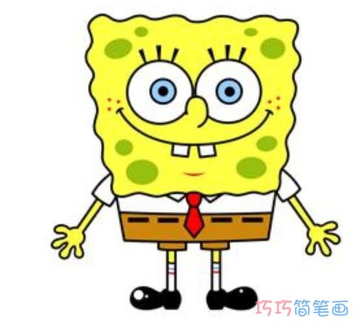 儿童画海绵宝宝涂色卡通海绵宝宝简笔画图片