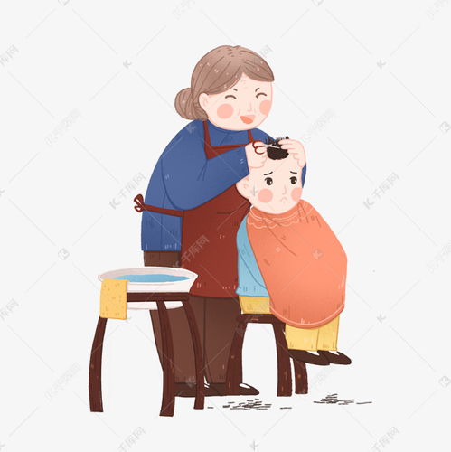 二月二龙抬头奶奶给孙子理发素材图片免费下载千库网