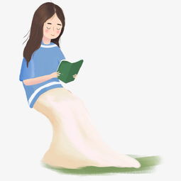 坐在看书的长发蓝衣卡通美女素材免费下载图片素材其他格式下载动漫人物大全