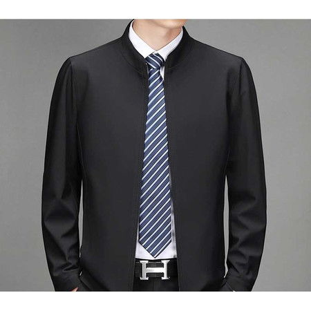 洋湖轩榭新款男士夹克外套立领商务休闲中老年男装休闲夹克男士父亲装衣服