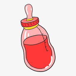 手绘婴幼儿用品红色奶瓶插画图片素材其他格式下载动漫人物大全