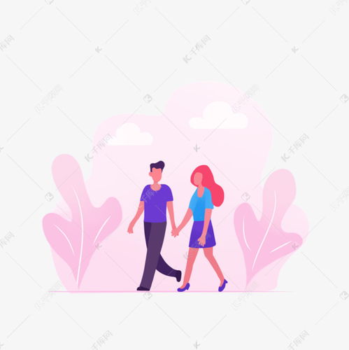 卡通ui情侣浪漫牵手散步插画素材图片免费下载千库网