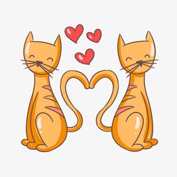 卡通手绘幸福爱情小猫咪图片素材其他格式下载动漫人物大全