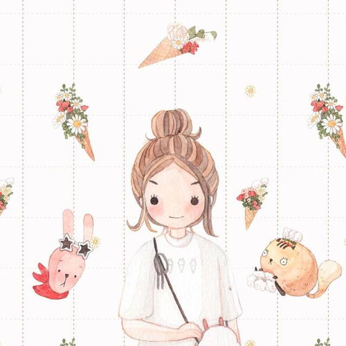 可爱女生卡通头像丸子头