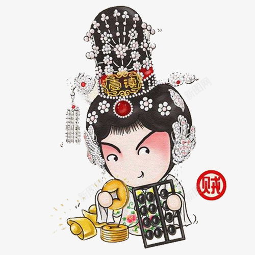 斤斤计较脸谱表情卡通插画免费下载页面网页平面电商创意素材戏曲素材