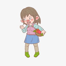 猪年卡通手绘菜篮子猪女孩图片素材其他格式下载动漫人物大全
