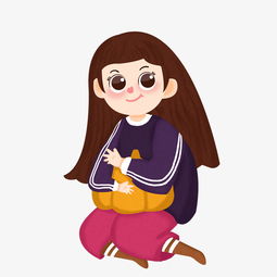 手绘感恩节女孩装饰元素图片素材其他格式下载动漫人物大全