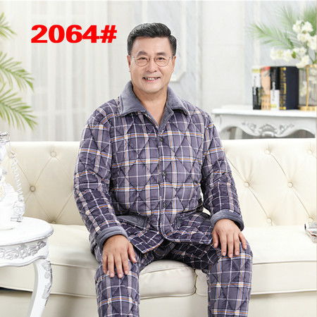 秋冬季加肥加大码珊瑚绒睡衣男士肥佬胖子法兰绒中老年人爸爸套装