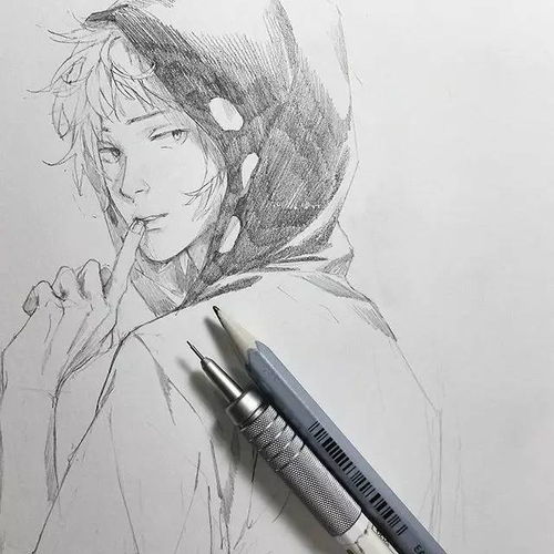 插画师原稿,没了色彩动漫手绘却更加灵动