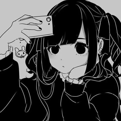动漫女头黑白女生头像