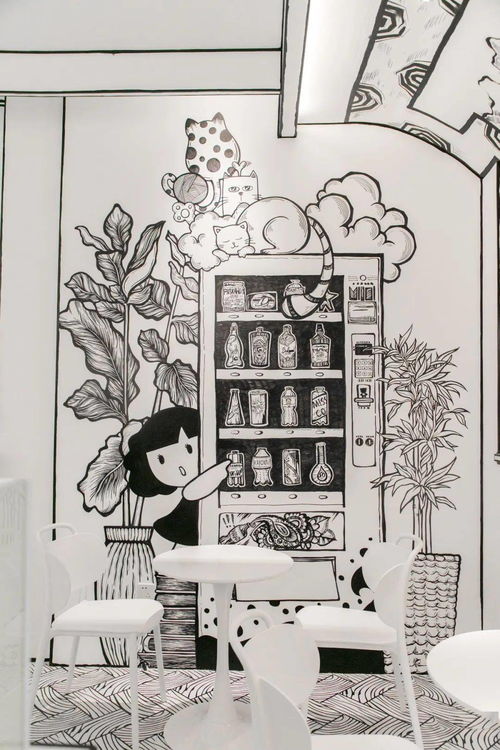 弘大同款黑白漫画奶茶店惊现天津来了就掉进二次元世界