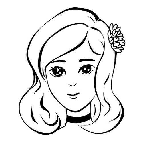黑白线条女孩头像